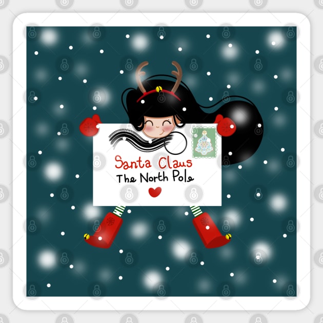 LETTER TO SANTA CLAUS Sticker by MAYRAREINART